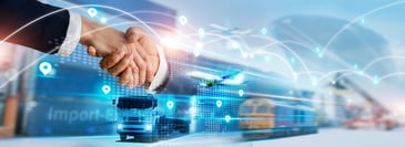 blue trucks and handshake